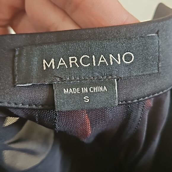 HP Marciano Cocktail Bodycon Midi Dress With Sheer Back Small Black - Picture 9 of 16